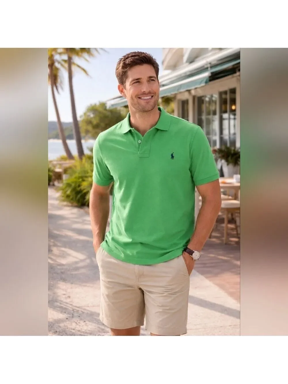 Polo Ralph Lauren Custom Fit Polo Shirt Green Men’s Large Classic Pony